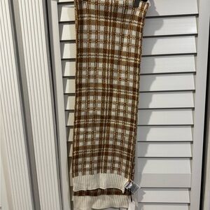 Timberland Cream and Brown Knit Scarf